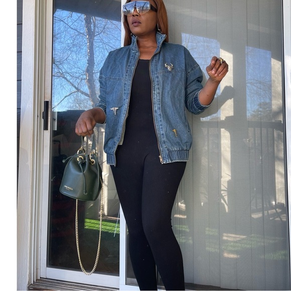 VINTAGE DAZY DENIM BOMBER JACKET - Picture 6 of 11